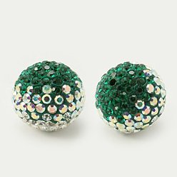 205_Emeraude Perles de cristal autrichien, pavé de billes, avec de la pâte polymère à l'intérieur, ronde, 205 _emerald, 10mm, Trou: 1mm