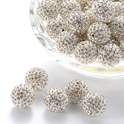 Cristal Argile polymère proche orient des perles de strass, perles rondes de boule de disco, cristal, 8mm, Trou: 0.8mm