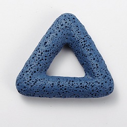 Royal Blue Synthetic Lava Rock Big Triangle Pendants, Dyed, Royal Blue, 51x56x11mm, Hole: 18x20mm