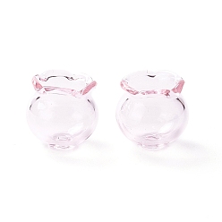 Pink Cono de cuentas de vidrio para hacer campanas de viento, campanula mediana l, rosa, 15x16 mm, agujero: 2.7 mm