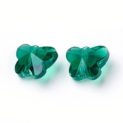 Verdemar Claro Perlas de vidrio transparentes, facetados, mariposa, verde mar claro, 8x10x5.5 mm, agujero: 1 mm