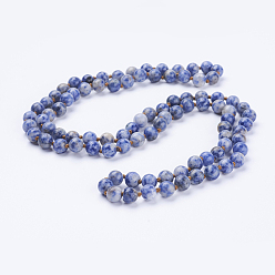 Punto Piedra Azul Collares con cuentas de jaspe azul natural, rondo, 36 pulgada (91.44 cm)