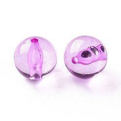 Violet Perles acryliques transparentes, ronde, violette, 20x19mm, Trou: 3mm, environ111 pcs / 500 g