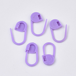 Púrpura Media Plástico titular de los marcadores de la puntada de tejer crochet de bloqueo, púrpura medio, 21x11x3 mm, agujero: 8x10 mm, sobre 200 unidades / bolsa