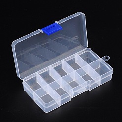 Clear 10 Compartment Organiser Storage Plastic Box, Adjustable Dividers Box, for Loom Bands Craft or Nail Art Beads, 7x13x2.3cm