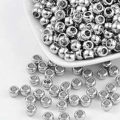 Plastique Ccb perles en plastique, couleur de nickel, plat rond, 5x7mm, Trou: 4mm