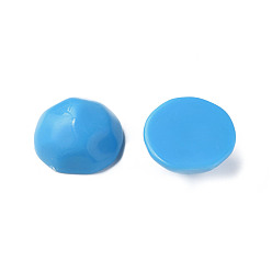 Deep Sky Blue Opaque Acrylic Cabochons, Faceted, Half Round, Deep Sky Blue, 23x22x11mm, about 140pcs/500g