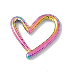 Rainbow Color Revestimiento iónico (ip) 304 anillos de unión de acero inoxidable, corazón asimétrico hueco, color del arco iris, 19x20x2.5 mm, diámetro interior: 13.5x13.5 mm