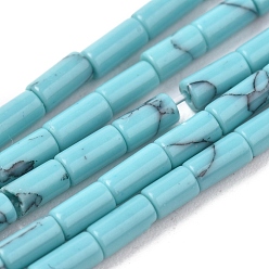 Turquoise Synthétique Perles synthétiques turquoise brins, colonne, 4x2mm, Trou: 0.6mm, Environ 90 pcs/chapelet, 15.75 pouce (40 cm)