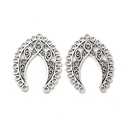 Antique Silver Tibetan Style Alloy Multi-Strand Links, Horn, Antique Silver, 39.5x30.5x1.5mm, Hole: 1.5mm, about 150pcs/500g