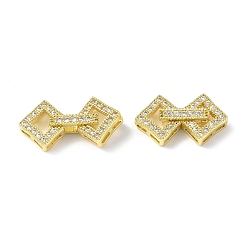 Real 18K Gold Plated Rack Plating Brass Micro Pave Clear Cubic Zirconia Fold Over Clasps, Rhombus, Real 18K Gold Plated, 23x11.5x5mm, Hole: 0.6x2.5mm