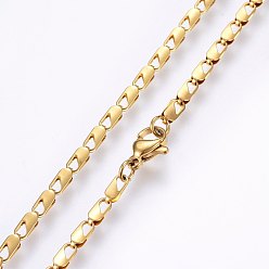 Золотой 304 нержавеющая сталь лист цепи ожерелья, с карабин-лобстерами , золотые, 19.69 дюйм (50 см), 2.5 мм, ссылка: 6x2.5x1.5 mm
