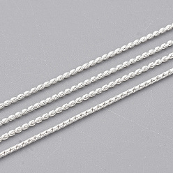 Silver Brass Serpentine Chains, Unwelded, with Spool, Silver, 1mm, about 288.71 Feet(88m)/roll