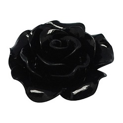 Negro Cabuchones de resina opacos, flor, negro, 20x9 mm