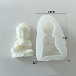 Blanc Moules en silicone de qualité alimentaire, bougie parfumée, statue de bouddha, moules à bougies, moule à bougie d'aromathérapie, blanc, 7.5x4.6x3 cm