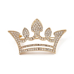 Oro Broche de corona de diamantes de imitación, insignia de aleación para ropa de mochila, dorado, 32.6x53.2x11 mm