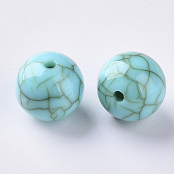Turquoise Foncé Perles acryliques, style de turquoise d'imitation, ronde, turquoise foncé, 10x9.5mm, trou: 1.5 mm, environ 877 pcs / 500 g