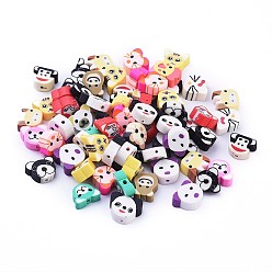 Mixed Color Handmade Polymer Clay Beads, Animal, Mixed Color, 9.5~12x8~12x4~6mm, Hole: 1.6~2mm