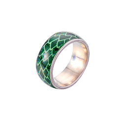Verde Oscuro Anillo de dedo esmaltado luminoso que brilla en la oscuridad, anillos de acero inoxidable para mujer, verde oscuro, tamaño de EE. UU. 9 (18.9 mm)