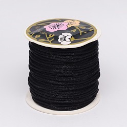 Black Nylon Thread, Rattail Satin Cord, Black, 1.5mm, about 38.27 yards(35m)/roll