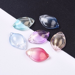Mixed Color Transparent Glass Pendants, with Glitter Powder, Petal, Mixed Color, 19x12.5x5.5mm, Hole: 1mm