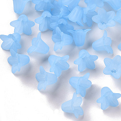 Светло-Синий Прозрачные акриловые бусины, матовые, цветок, голубой, 17.5x12 мм, Отверстие : 1.5 мм , около 770 шт / 500 г