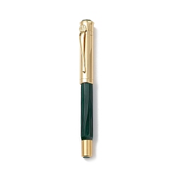 Malachite Natural Malachite Brass Pens, Reiki Energy Fountain Pen, with Pen Case, Office & School Supplies, 142x19x14mm