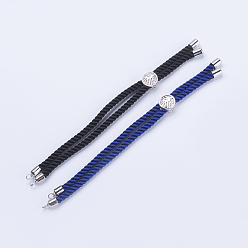 Platine Fabrication de bracelet en nylon torsadé, fabrication de bracelet de curseur, avec les accessoires en laiton, arbre de la vie, couleur mixte, platine, 8-5/8 pouces (220 mm), 3mm, Trou: 2mm