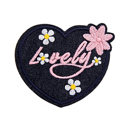 Heart Computerized Embroidery Cloth Iron on/Sew on Patches, Costume Accessories, Appliques, Black, Heart Pattern, 70x83mm