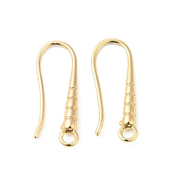 Real 18K Gold Plated Brass Earring Hooks, Ear Wire, with Loops, Real 18K Gold Plated, 19.5x2mm, Hole: 2mm, 20 Gauge, Pin: 0.8mm