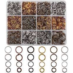 Mixed Color 3870Pcs 24 Style Iron Open Jump Rings, Mixed Color, 4~10x0.7~1mm, Inner Diameter: 2.6~8mm