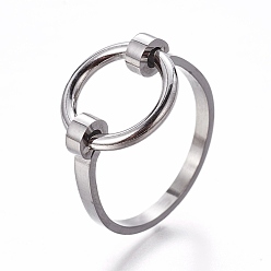 Stainless Steel Color 304 Stainless Steel Finger Rings, Ring, Stainless Steel Color, Size 6~9, 16~19mm