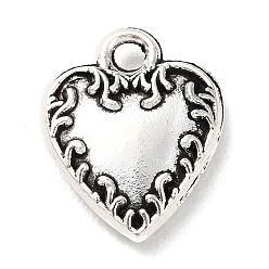 Antique Silver Tibetan Style Alloy Charms, Heart Charm, Antique Silver, 12x9.5x2mm, Hole: 1.5mm, about 847pcs/500g