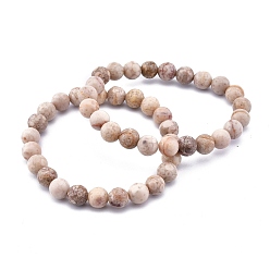Maifanite Bracelets extensibles en perles de maifanite / maifan, ronde, 2 pouces ~ 2-1/8 pouces (5.2~5.5 cm), perle: 10 mm