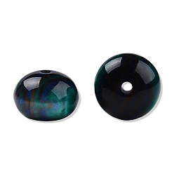 Dark Cyan Resin Beads, Imitation Gemstone, Flat Round, Dark Cyan, 16x11mm, Hole: 2.1~2.3mm