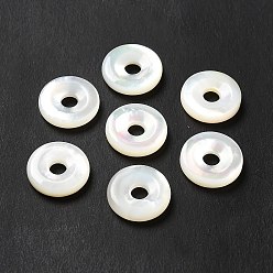White Natural White Shell Beads, Donut/Pi Disc, White, 10x2.5mm, Hole: 2mm