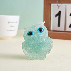 Aquamarine Crystal Owl Figurine Collectible, Crystal Owl Glass Figurine, Crystal Owl Figurine Ornament, for Home Office Decor Gifts Owl Lovers, Aquamarine, 60x51x43mm