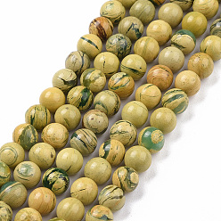 Autres Jades Brins de perles de pierre d'os de dragon naturel, ronde, 6~6.5mm, Trou: 0.7mm, Environ 63 pcs/chapelet, 15.75 pouce (40 cm)