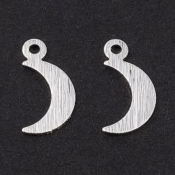 925 Sterling Silver Plated Brass Charms, Long-Lasting Plated, Moon, 925 Sterling Silver Plated, 11.5x5.5x0.4mm, Hole: 1mm