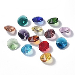 Mixed Color Glass Charms, Faceted, Cone, Mixed Color, 14x7mm, Hole: 1mm