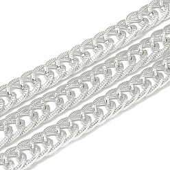 Серебро Несварные алюминиевые двойные цепные цепи, серебряный цвет гальваническим, 17x11.3x2 мм