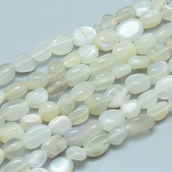 Grey Moonstone Natural Grey Moonstone Beads Strands, Tumbled Stone, Nuggets, 6~9x6~7x4~5mm, Hole: 0.8mm, about 54pcs/Strand, 15.55 inch(39.5 cm)