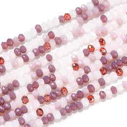 Old Rose Glass Beads Strands, Faceted, Rondelle, Old Rose, 2~3.2x1.8~2.6mm, Hole: 0.8mm, about 185~186pcs/Strand, 15.55~15.75 inch(39.5~40cm)