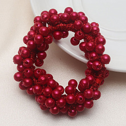FireBrick ABS Imitation Bead Wrapped Elastic Hair Accessories, for Girls or Women, Also as Bracelets, FireBrick, 60mm