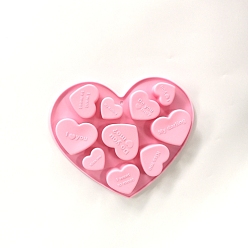Pink Силиконовые формочки для выпечки, с 10 сердцевидными полостями, многоразовый производитель форм для выпечки, для изготовления помадных шоколадных конфет, розовые, 150x176x18 мм