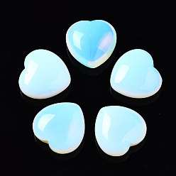 Opalite Piedras curativas de opalita, corazón amor piedras, piedras de palma de bolsillo para el equilibrio de reiki, 29~30x30~31x12~15 mm
