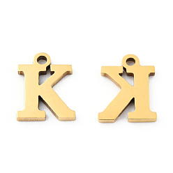 Letter K 201 encantos de acero inoxidable, alfabeto, letter.k, 9x7x1 mm, agujero: 1 mm