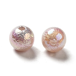Tierra de siena Perlas de acrílico opaco chapado uv, iridiscente, color de ab chapado, rondo, tierra de siena, 7.5~8 mm, agujero: 1.6 mm
