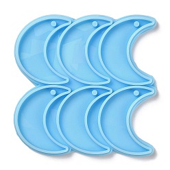 Светло-Голубой Голографический кулон в форме луны своими руками, силиконовая форма, формы для литья смолы, для уф-смолы, изготовление изделий из эпоксидной смолы, Небесно-голубой, 93x95x6.5 мм, отверстие : 3 мм, внутренний диаметр: 41x17.5 мм