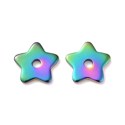 Rainbow Color Rainbow Color Ion Plating(IP) 304 Stainless Steel Beads, Star, 8x8x1mm, Hole: 1.5mm